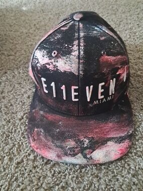 Black & Pink Painted Snapback Hat